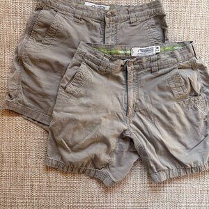 Two Pair Mens Mountain Khaki 31x8 Organic Cotton Shorts